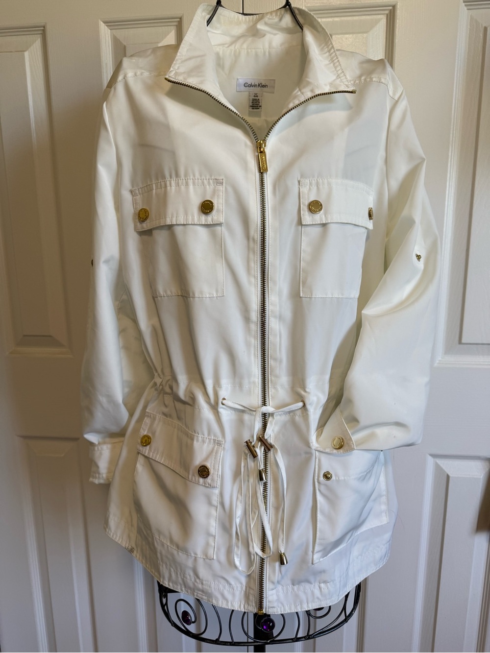 Calvin Klein White Utility Jacket with Gold-Tone Hardware - Picture 4 of 12